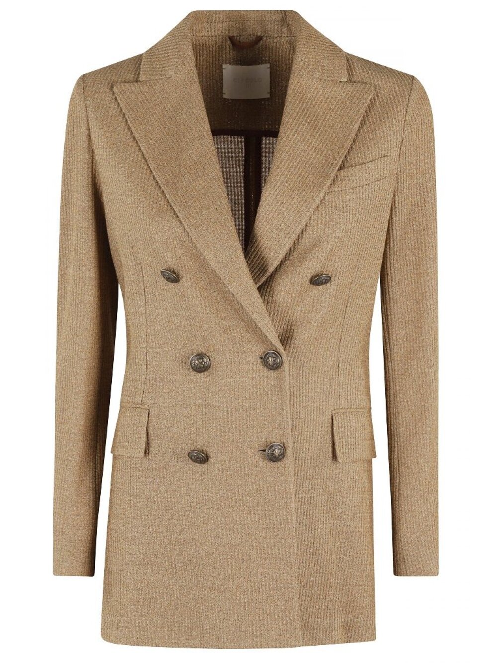 Circolo 1901 Desert Linen Ribbed-Knit Double-Breasted Jacket